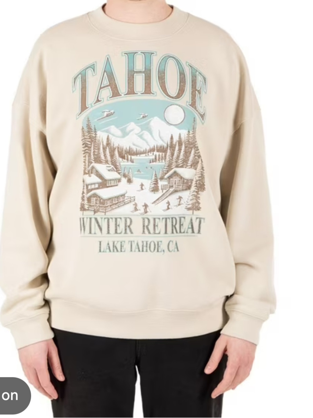 State of Mind Cream Crewneck with Aqua & Brown Graphic